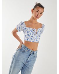 Pink Vanilla - Floral Puff Sleeve Crop Top - Lyst