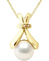 Ateliers Saint Germain - Necklace Jewelry Diamond 0.01Cts And Real Cultured Freshwater Pearl Button 6-7 Mm - Lyst