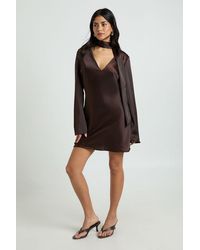 Boohoo - Textured Satin Scarf Detail Shift Dress - Lyst