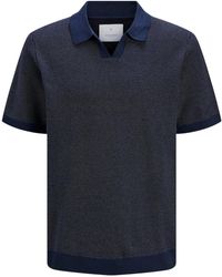 Jack & Jones - And Knitted Split Neck Polo Shirt (Night Sky) - Lyst