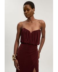 Karen Millen - Drapey Crepe Bandeau Split Maxi Dress - Lyst