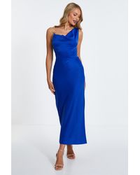 Quiz - Royal Satin Cowl Neck Midaxi Dress - Lyst