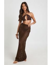 Boohoo - Crochet Knit Maxi Skirt - Lyst