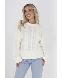 Brave Soul - 'Tahlio' Crew Neck Cable Knit Jumper - Lyst