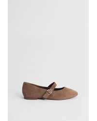 Oasis - Matilda Faux Suede Mary-Jane Soft Ballet Pumps - Lyst