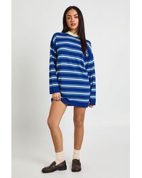 Boohoo - Stripe Long Sleeve Knitted Mini Dress - Lyst