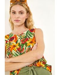 Roman - Floral Fruit Print Shell Top - Lyst