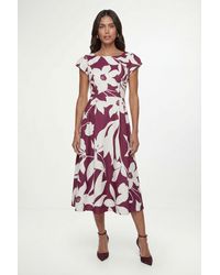 Wallis - Floral Ottoman Fit & Flare Midi Dress - Lyst
