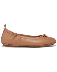 Fitflop - Womenss Fit Flop Allegro Bow Leather Ballerina Pumps - Lyst