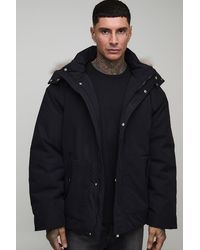 BoohooMAN - Tall Faux Fur Trim Hooded Boxy Oversized Parka Jacket - Lyst