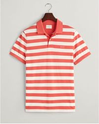GANT - Wide Striped Short Sleeve Pique Polo - Lyst