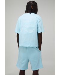 BoohooMAN - Oversized Boxy Embroidered Luxury Yachts T-Shirt & Baggy Short Set - Lyst