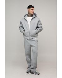 BoohooMAN - Tall Oversized Boxy Bonded Scuba Zip Through Hooded Tracksuit - Lyst