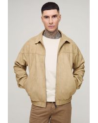 BoohooMAN - Tall Faux Suede Regular Fit Western Zip Up Jacket - Lyst