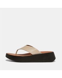 Fitflop - Fit Flop Mode Leather Flatform Toe Post Sandals - Lyst