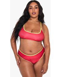 Boohoo - Plus Contrast Binding High Waist Bikini Set - Lyst