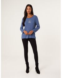 Blue Vanilla - Diamante Star Long Sleeve Jumper - Lyst