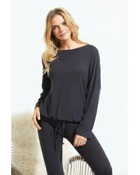 Sosandar - Slate Rib Drawstring Loungewear Top Viscose - Lyst