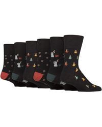 Gentle Grip - 6 Pairs Non Elastic Cotton Rich Novelty Patterned Socks - Lyst