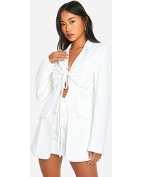 Boohoo - Tie Front Detail Fitted Blazer - Lyst