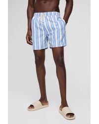 BoohooMAN - Regular Mid Length Stripe Swim Short - Lyst