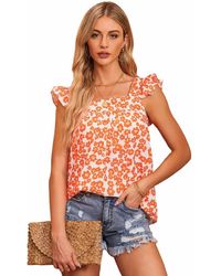 Azura Exchange - Ruffle Tank Top With Floral Print - Lyst