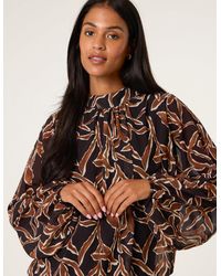 Blue Vanilla - Abstract Printed High Neck Puffball Top - Lyst