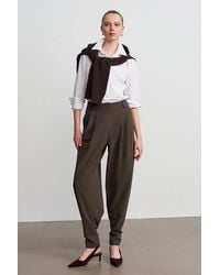 Dilvin - High-Waist Wide-Leg Crepe Trousers - Lyst