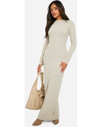 Boohoo - Wide Rib Tie Back Long Sleeve Maxi Dress - Lyst