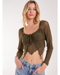 Pink Vanilla - Butterfly Long Sleeve Mesh Top - Lyst