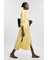 Karen Millen - Viscose Linen Woven Belted Shirt Dress - Lyst