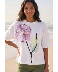 Roman - Large Floral Print Cotton Top - Lyst