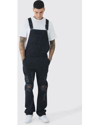 BoohooMAN - Tall Straight Leg Distressed Dungarees - Lyst