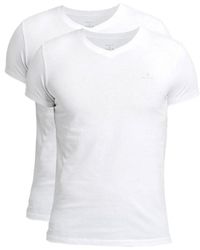 GANT - Men's 2 Pack V-neck T-shirt In White - Lyst