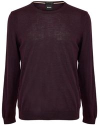 BOSS - Leno Knit Jumper, Soft Virgin Wool - Lyst