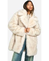 Boohoo - Longline Vintage Look Faux Fur Coat - Lyst