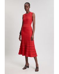 Karen Millen - Knit Stitch Detail Sleeveless Midi Dress - Lyst