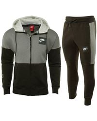 Nike - Air Zip Through Tracksuit Set In Green Cotton - Lyst