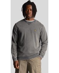 Lyle & Scott - Gewassen Rundhals Sweatshirt In Zwart - Lyst