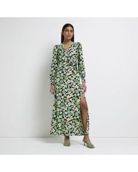 River Island - Wrap Maxi Dress Floral - Lyst
