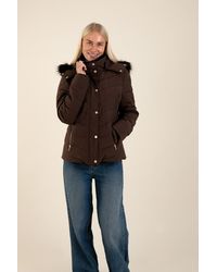 Harvey & Jones - Quilted Jacket With Faux Fur Trim Hood - Lyst