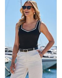 Sosandar - Contrast Trim Ribbed Jersey Vest Top - Lyst