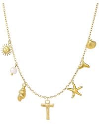 The Jewellery Stockroom - Plated Sea And Initial Life Statement Charm Necklace - Lyst
