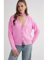 MixRay - Textured V-Neck Button Cardigan - Lyst