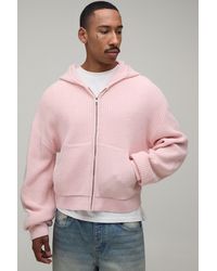 BoohooMAN - Boxy Fit Ribbed Knitted Hoodie - Lyst