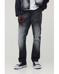 BoohooMAN - Straight Rigid Laser Print Marble Denim Jeans - Lyst