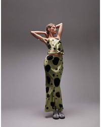 TOPSHOP - Co-Ord Satin Bias Maxi Skirt With Large Spot - Lyst