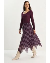 Bianco Lucci - Lined Checkered Midi Skirt - Lyst