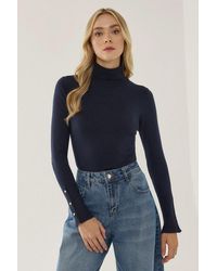 Hiccup - Basic Turtleneck Button Detail Knitted Top - Lyst