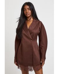 Boohoo - Lace Hem Structured Blazer Dress - Lyst